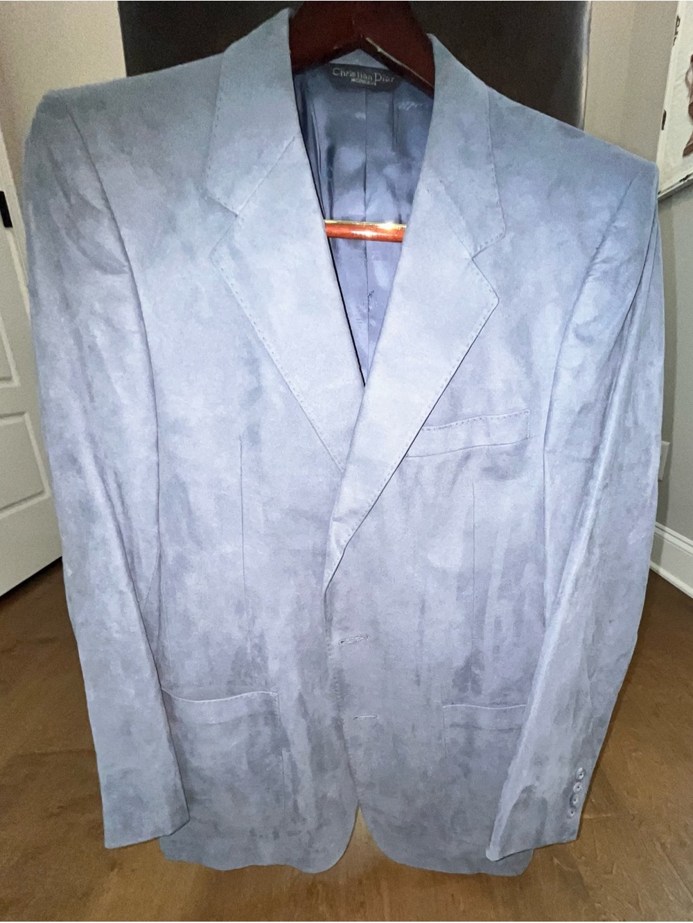 VTG Christian Dior Blue Suede Suit Jacket / Blazer /Sports Coat Size 40R
